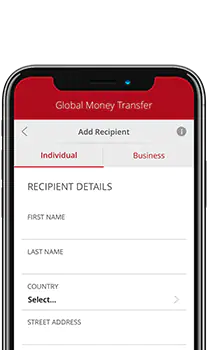 Enter recipient information for global money transfer