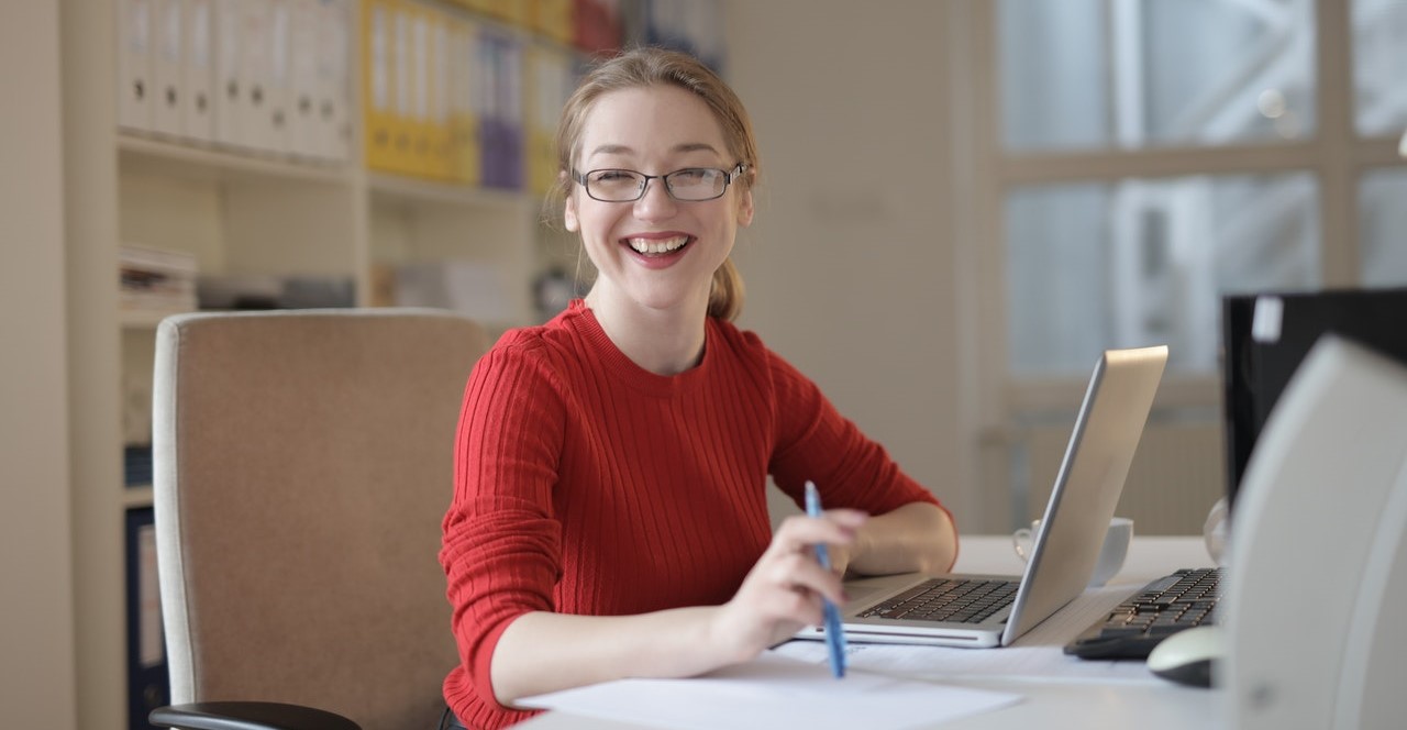 Woman using a laptop for online banking